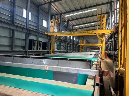 अच्छा दाम 450T/माह आउटपुट 6500mm अधिकतम प्रोफाइल लंबाई 8-12μm एनोडाइजिंग फिल्म मोटाई एल्यूमीनियम प्रोफाइल एनोडाइजिंग उत्पादन लाइन ऑनलाइन